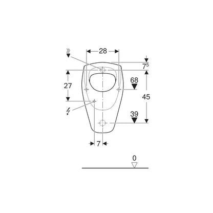 Писоар с concealed захранване Geberit Selnova
