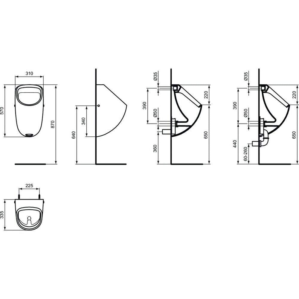 Писоар с вградено захранване Ideal Standard Connect