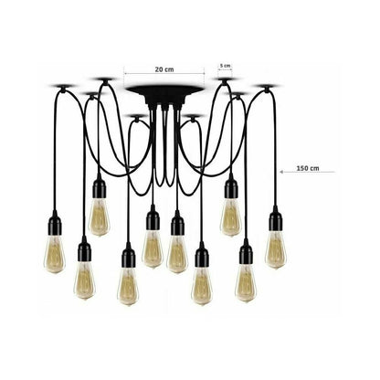 10-Bulb Black Industrial Spider Ceiling Light Rea JDL-03