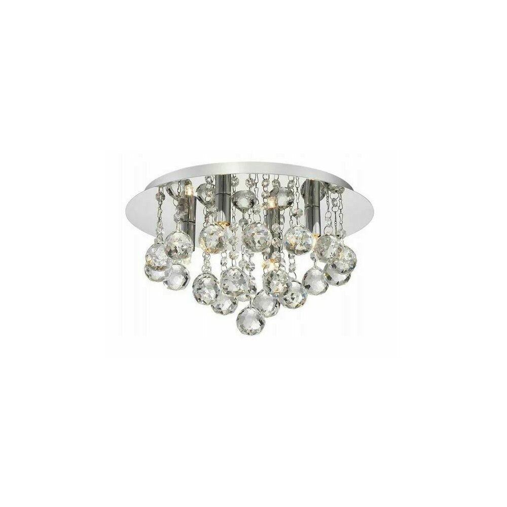 Rea Glamour APP403-C 3-Bulb Ceiling Light in Silver with Decorative Crystals