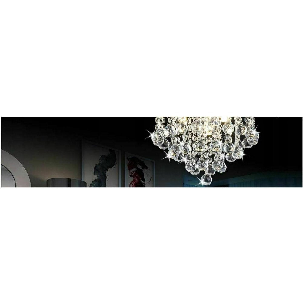 Rea Glamour APP403-C 3-Bulb Ceiling Light in Silver with Decorative Crystals