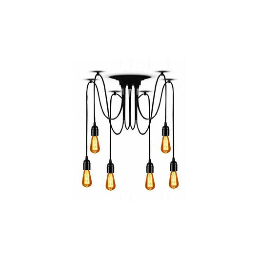 Rea JDL-01 6-Bulb Black Industrial Spider Ceiling Light