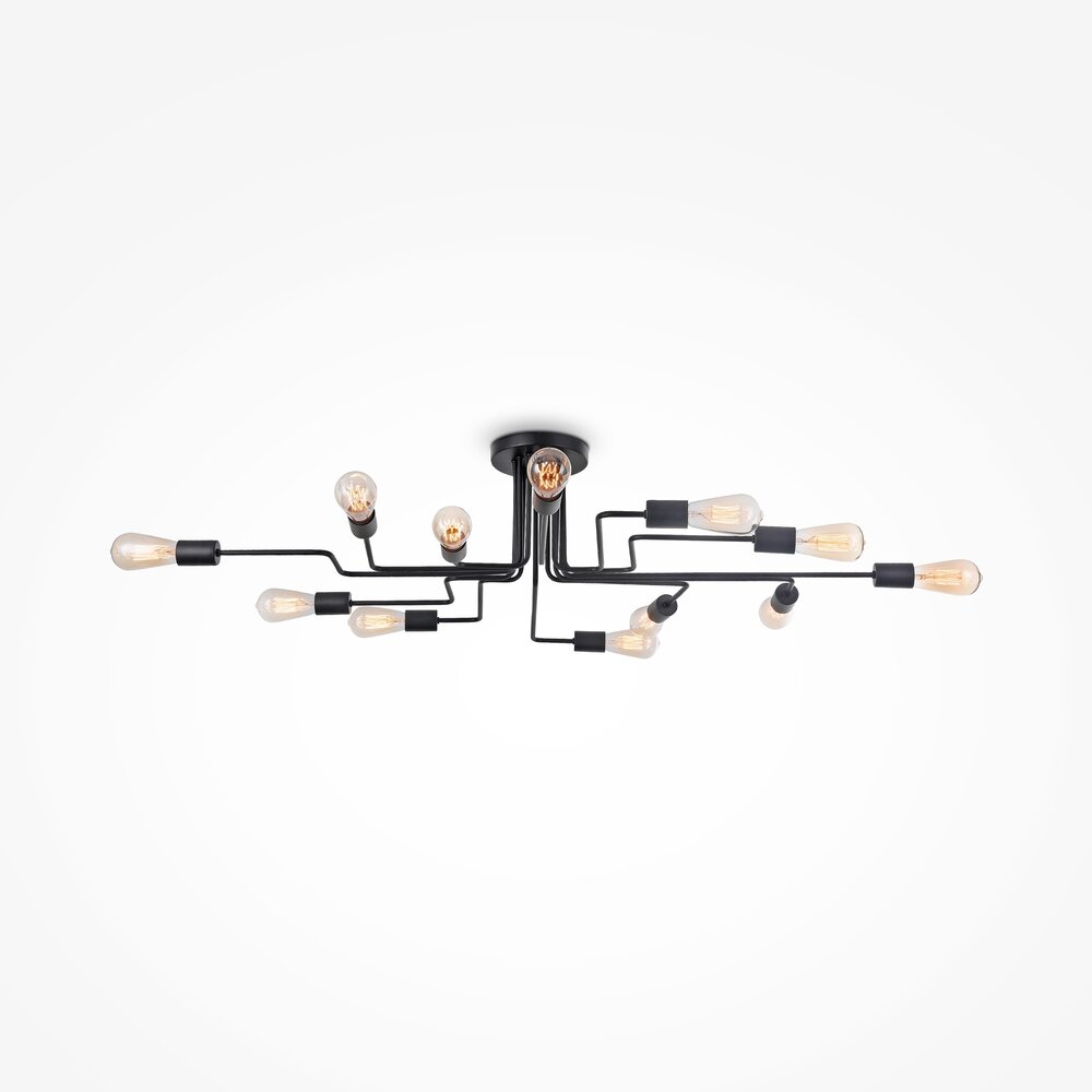 Maytoni Gilbert Ceiling Light Black 12 Bulbs