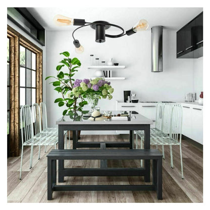 Black Industrial Style Ceiling Light 3 Bulbs Circular Model Rea APP742-3C