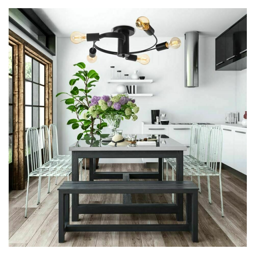 Black Industrial Style Ceiling Light 5 Bulbs Circular Model Rea APP741-5C