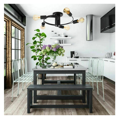 Black Industrial Style Ceiling Light 5 Bulbs Circular Model Rea APP741-5C