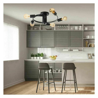 Black Industrial Style Ceiling Light 5 Bulbs Circular Model Rea APP741-5C