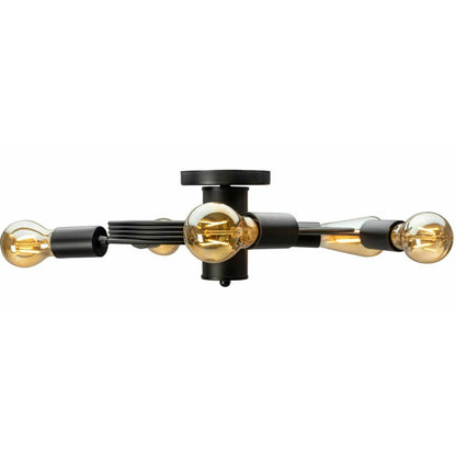 Black Industrial Style Ceiling Light 5 Bulbs Circular Model Rea APP741-5C