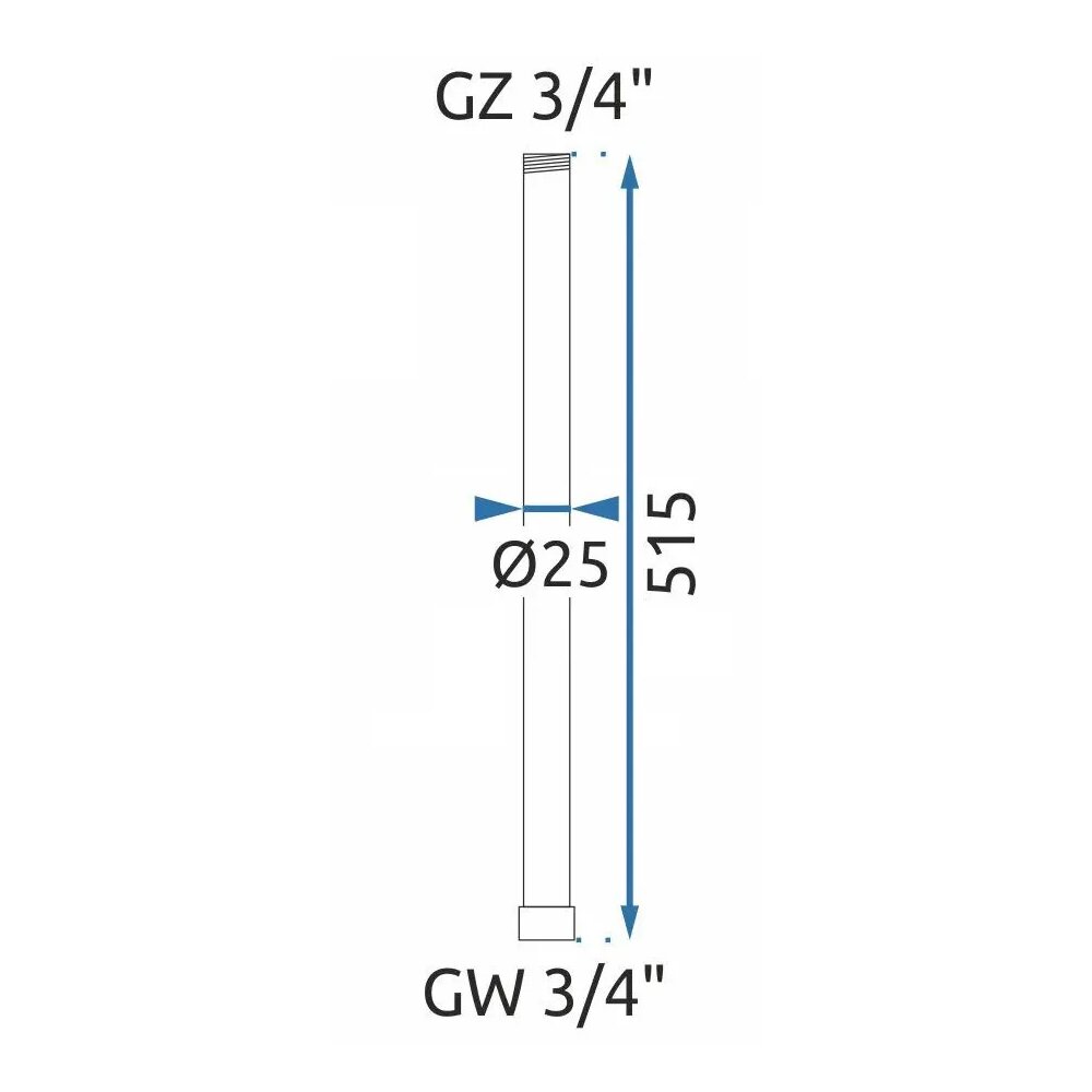 Rea Chrome 50 cm Shower Column Extension
