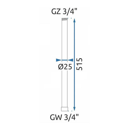 Rea Chrome 50 cm Shower Column Extension
