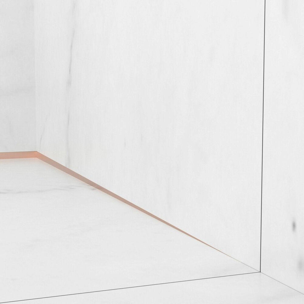 Правилен наклон вдясно за стена Balneo Floor Strips 170 cm с покритие от четкан мед