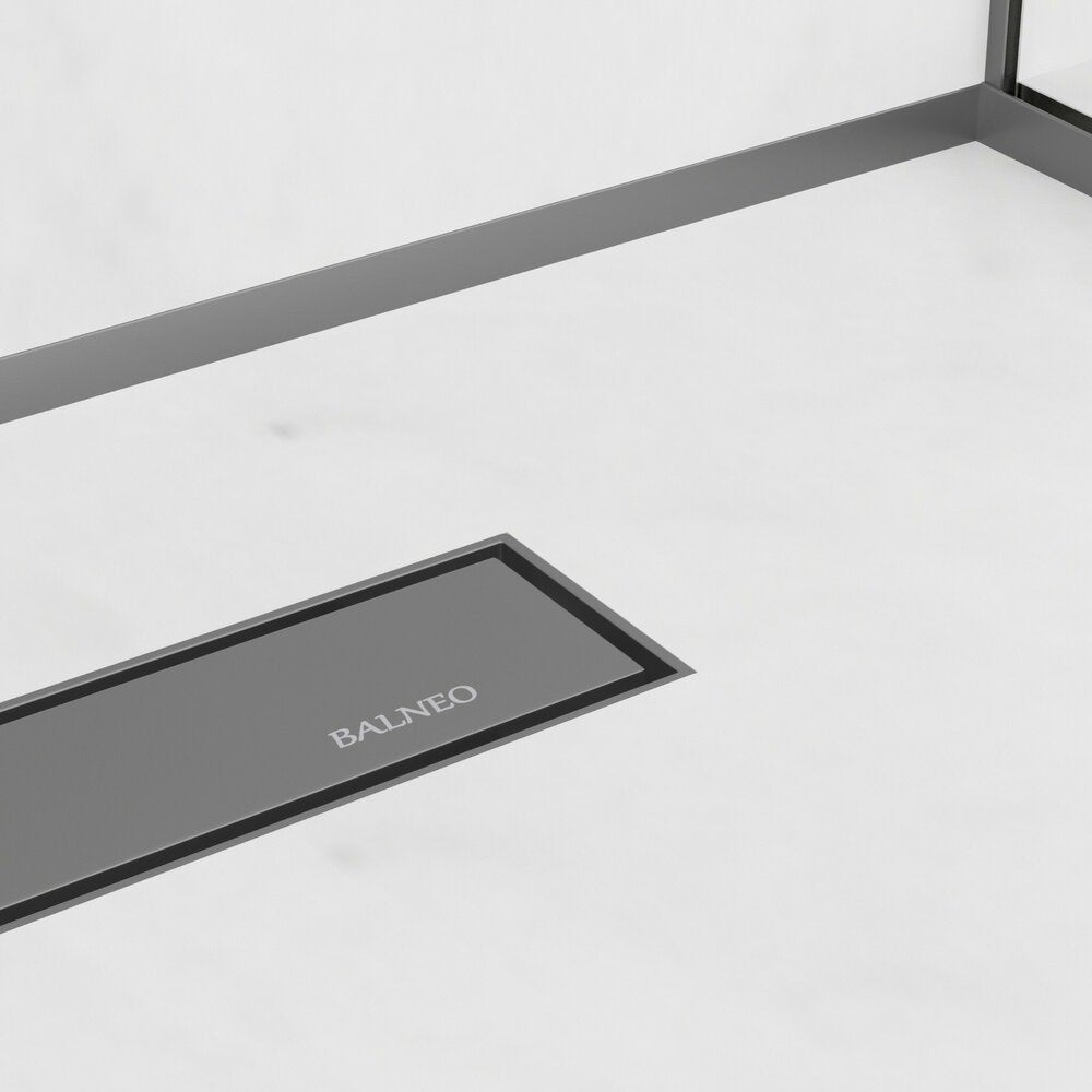 Наклонен профил вдясно за стена Balneo Floor Strips 170 cm матово покритие Gun Metal