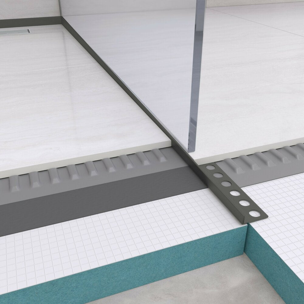 Наклонен профил вдясно за под Balneo Floor Strips 120 cm матово покритие Gun Metal