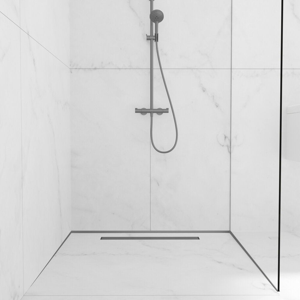 Наклонен профил вдясно за под Balneo Floor Strips 120 cm матово покритие Gun Metal