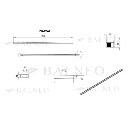 Наклонен профил вдясно за под Balneo Floor Strips 120 cm матово покритие Gun Metal