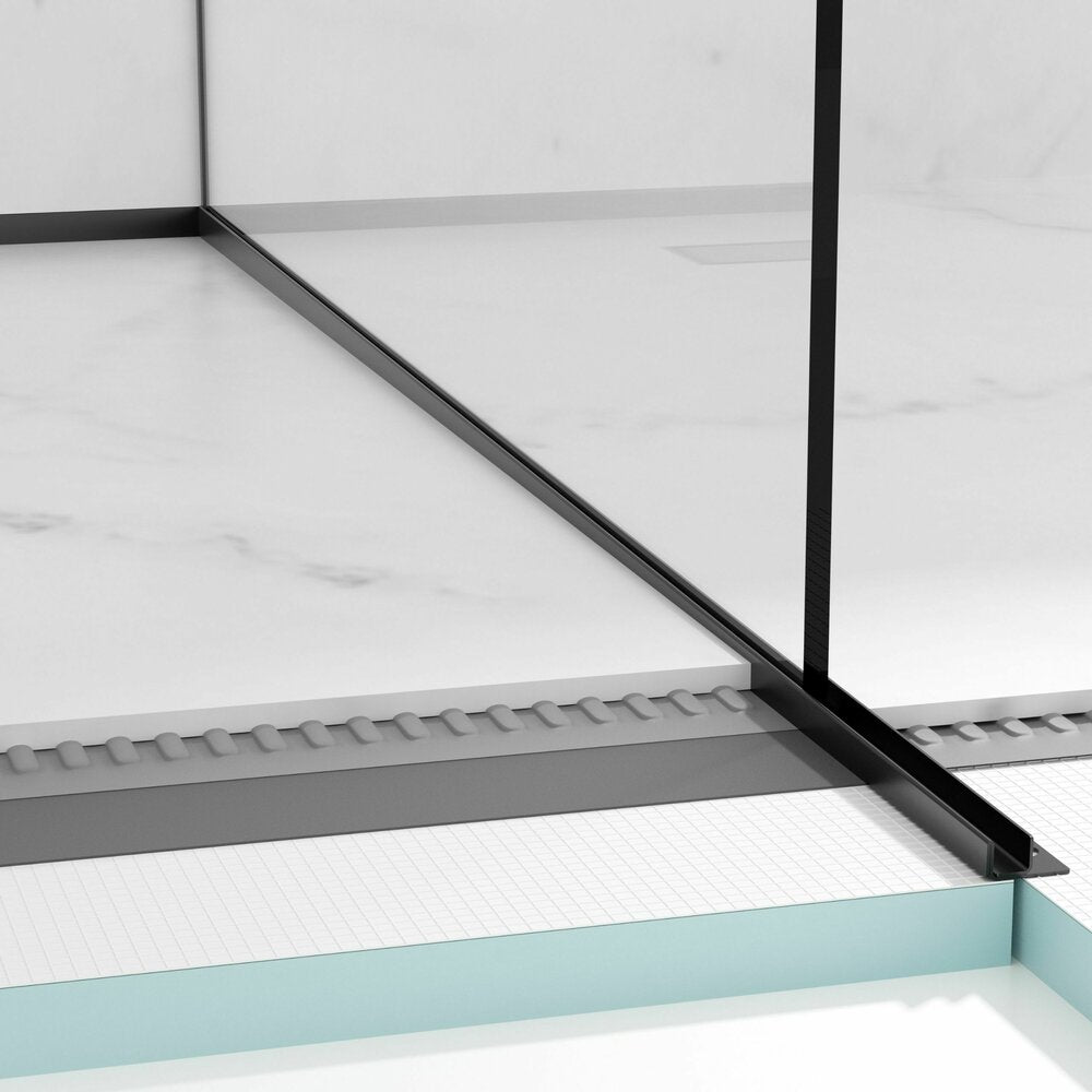 Наклонен профил вдясно за стъкло Balneo Floor Strips 120 cm матово черно покритие