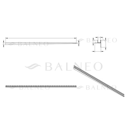 Наклонен профил вдясно за стъкло Balneo Floor Strips 120 cm матово черно покритие