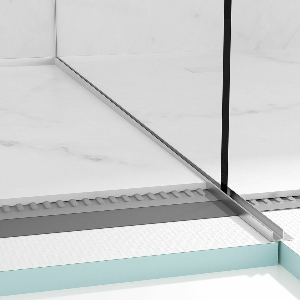 Наклонен профил вдясно за стъкло Balneo Floor Strips 170 cm завършек инокс мат