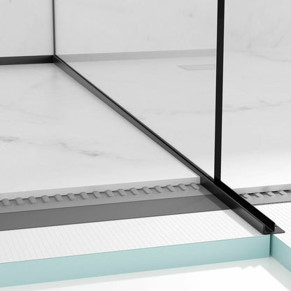 Наклонен профил вдясно за стъкло Balneo Floor Strips 170 cm матово черно покритие