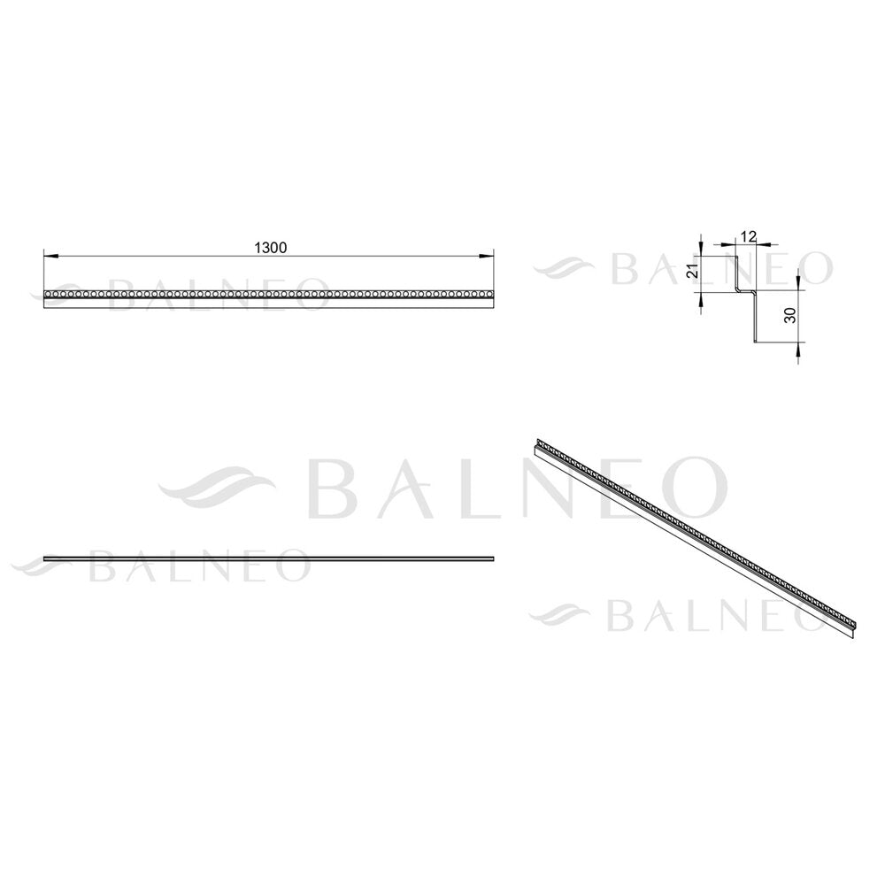 Профил с наклон за под Balneo Floor Strips 130 cm матово Gun Metal