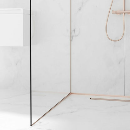 Наклонен профил вляво за стъкло Balneo Floor Strips 120 cm завършване с brushed copper