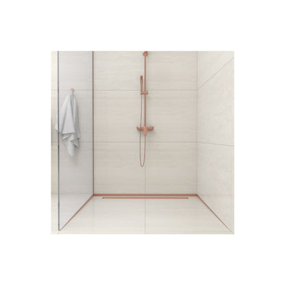 Наклонен профил вляво за стъкло Balneo Floor Strips 120 cm завършване с brushed copper