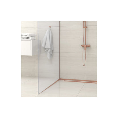 Наклонен профил вляво за стъкло Balneo Floor Strips 120 cm завършване с brushed copper