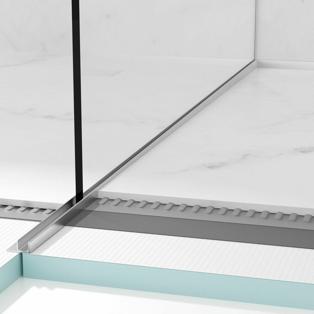Наклонен профил вляво за стъкло Balneo Floor Strips 120 cm завършек инокс мат