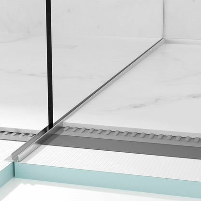 Наклонен профил вляво за стъкло Balneo Floor Strips 120 cm завършек инокс мат