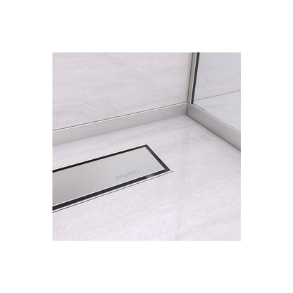 Наклонен профил вляво за стъкло Balneo Floor Strips 120 cm завършек инокс мат