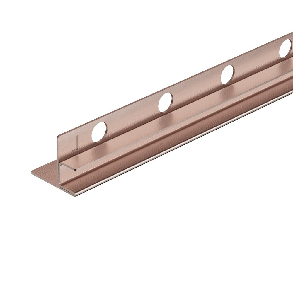 Наклонен профил вляво за стъкло Balneo Floor Strips 170 cm завършване с brushed copper