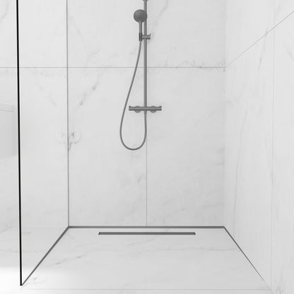 Наклонен профил вляво за стъкло Balneo Floor Strips 170 cm матово покритие Gun Metal