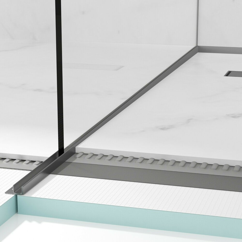 Наклонен профил вляво за стъкло Balneo Floor Strips 170 cm матово покритие Gun Metal