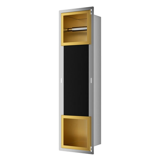 Вградена рафт с държач за тоалетна хартия Balneo Wall Box Paper 2 златен гланц