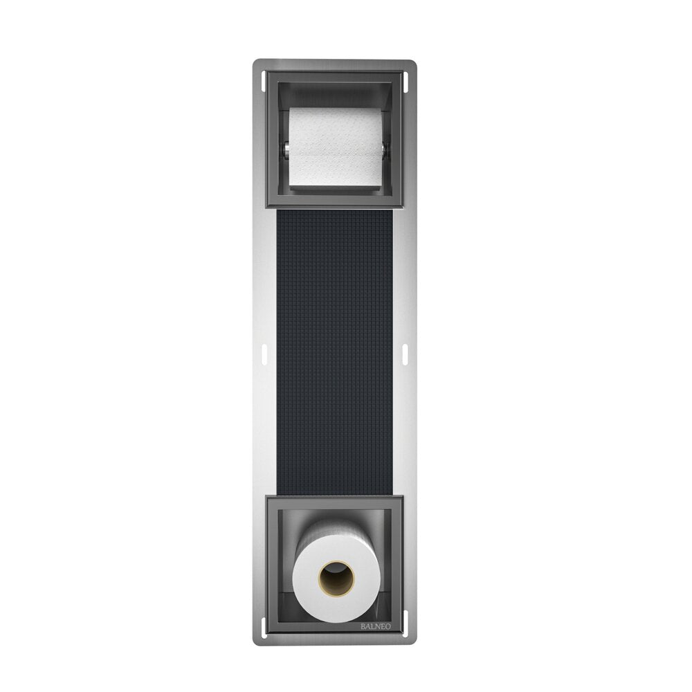 Вграден рафт с държач за тоалетна хартия Balneo Wall Box Paper 2 Gun Metal мат