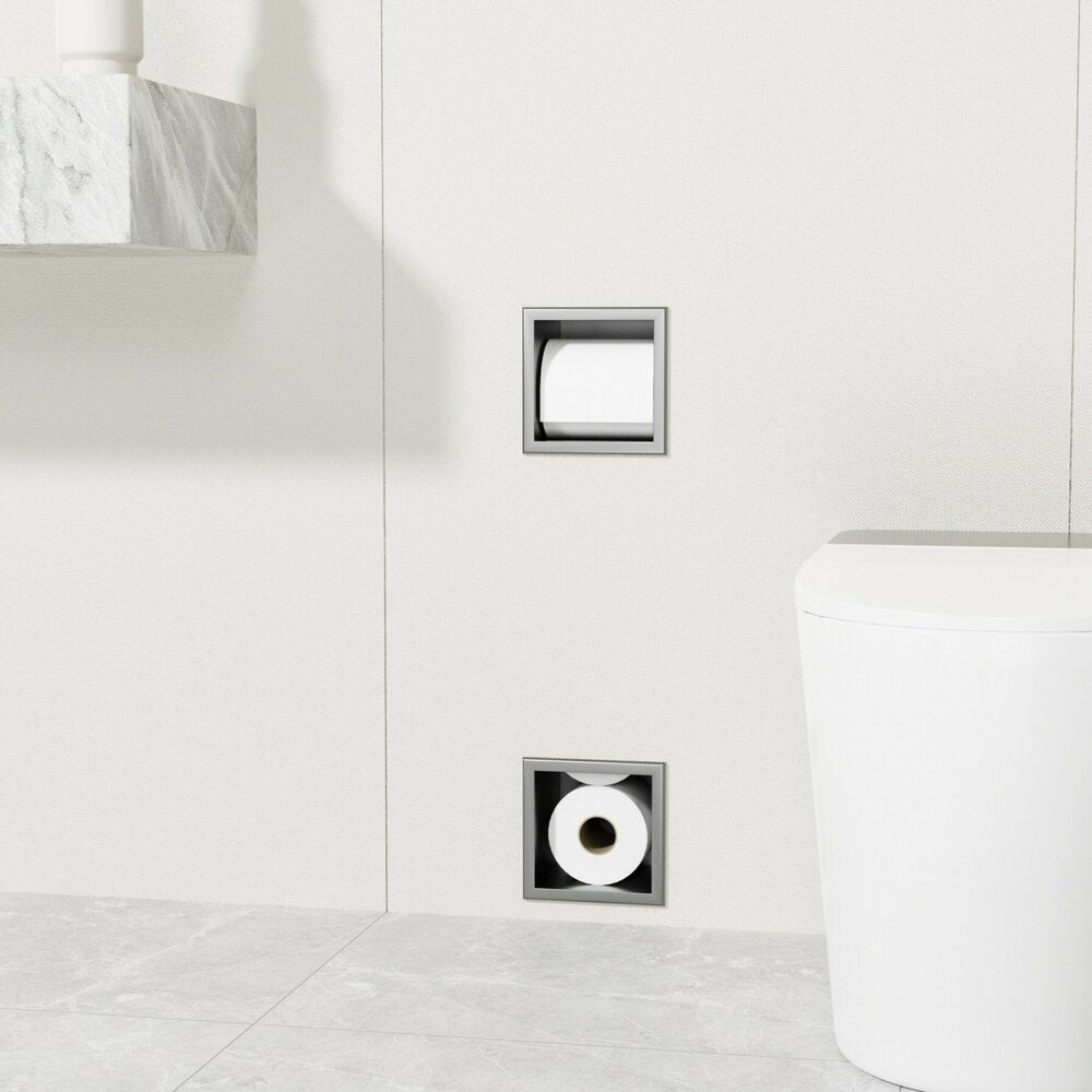Вграден рафт с държач за тоалетна хартия Balneo Wall Box Paper 2 Gun Metal мат