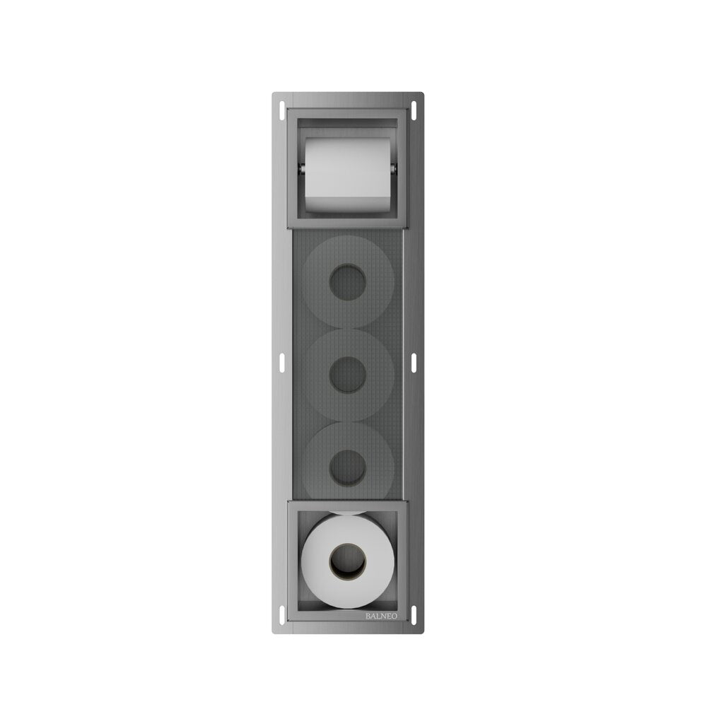 Вграден рафт с държач за тоалетна хартия Balneo Wall Box Paper 2 Gun Metal мат