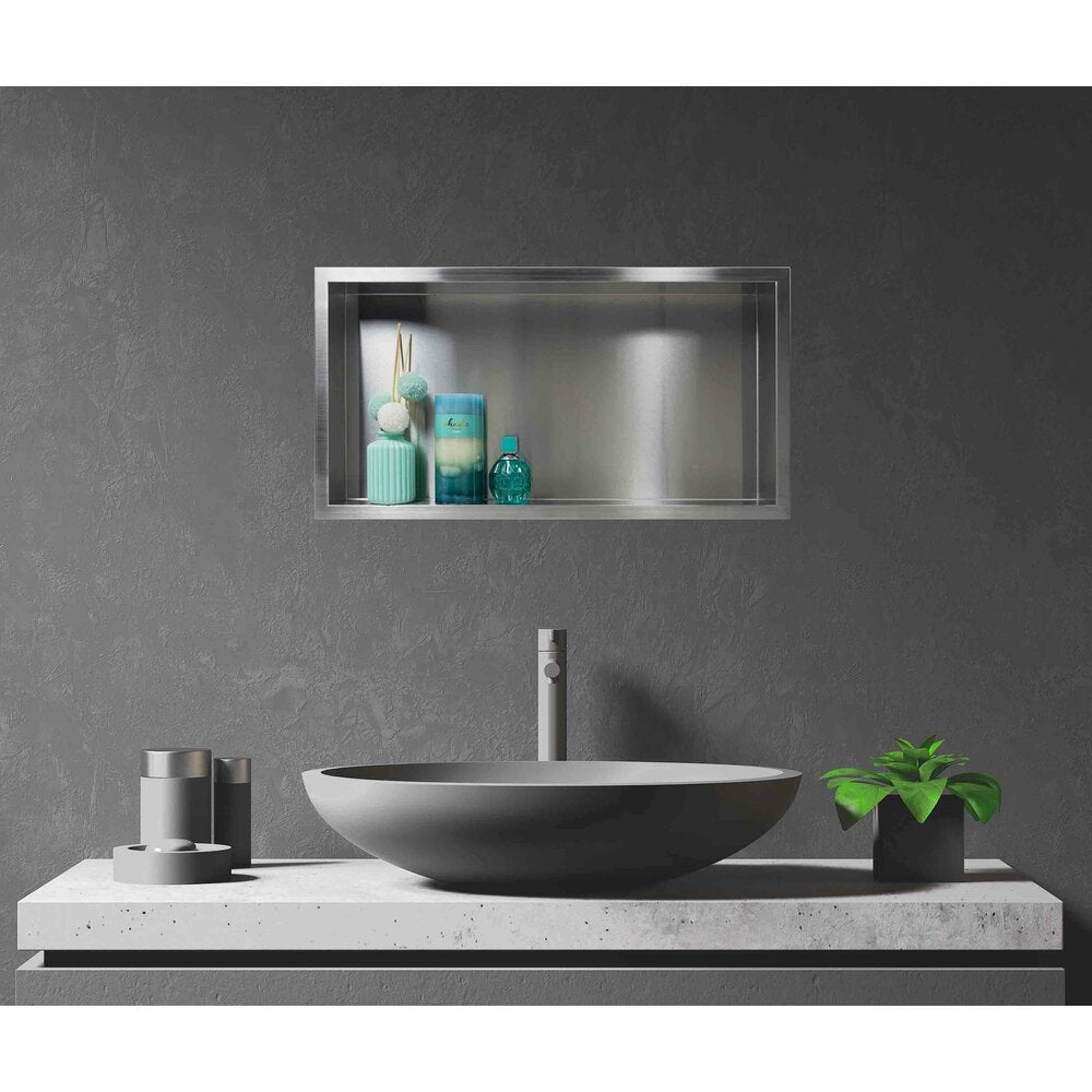 Вграден правоъгълен рафт Balneo Wall-Box 60x30x10 см инокс полирано