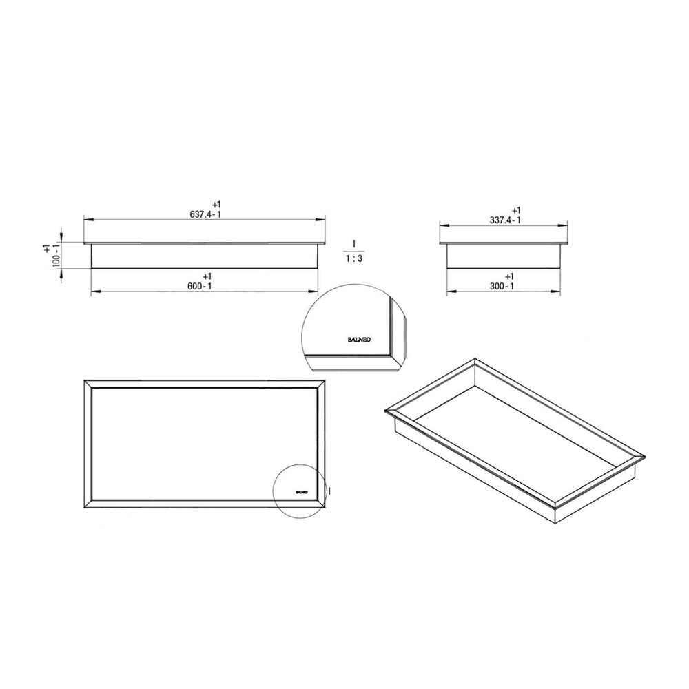 Вграден правоъгълен рафт Balneo Wall-Box 60x30x10 см инокс полирано
