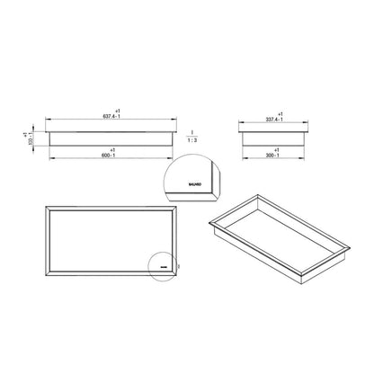 Вграден правоъгълен рафт Balneo Wall-Box 60x30x10 см инокс полирано