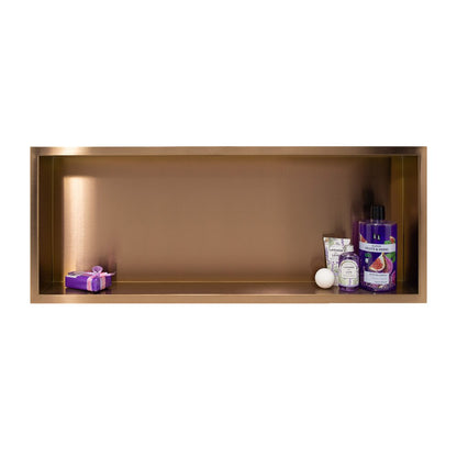 Built-in Rectangular Shelf Balneo Wall-Box 90x30x10 cm Brushed Copper Finish