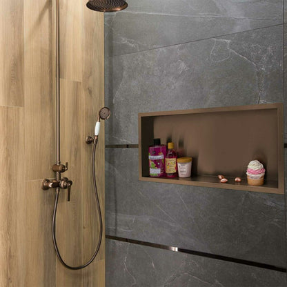 Built-in Rectangular Shelf Balneo Wall-Box 90x30x10 cm Brushed Copper Finish