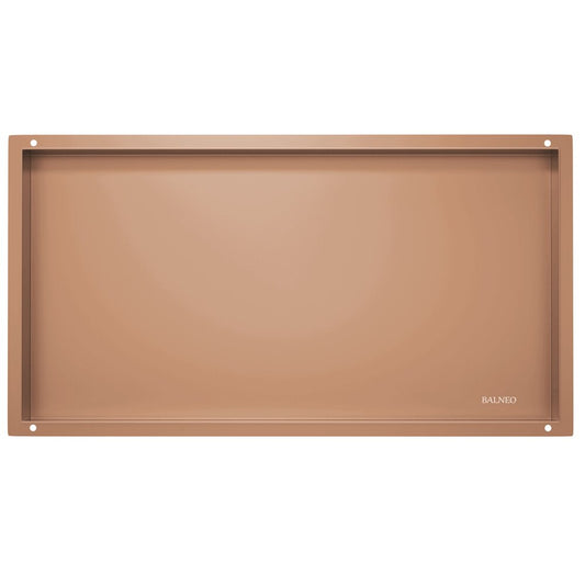 Вградена правоъгълна рафт Balneo Wall-Box No Rim 60x30x10 cm с лъскав мед без рамка