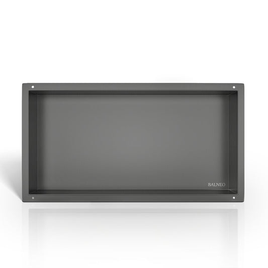 Вградена правоъгълна рафт Balneo Wall-Box No Rim 60x30x10 cm Gun Metal мат без рамка