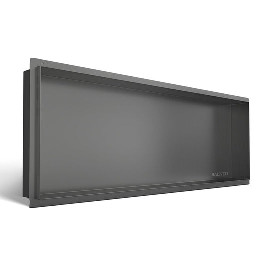 Вградена правоъгълна рафт Balneo Wall-Box No Rim 90x30x10 cm Gun Metal мат без рамка