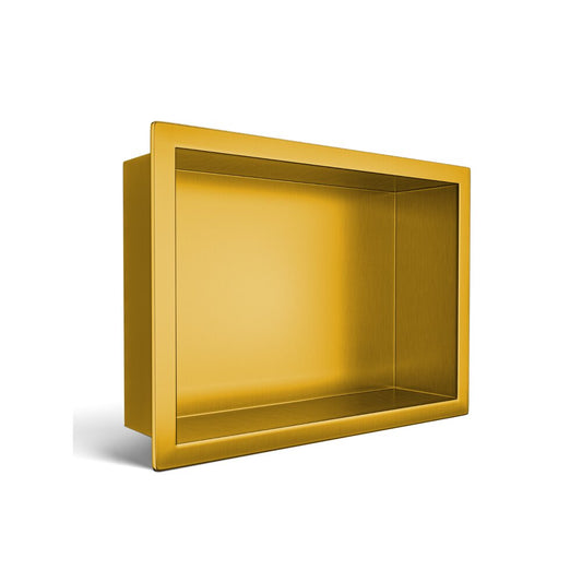 Вградена правоъгълна рафт Balneo Wall-Box One с рамка 30x20x10 cm в лъскаво злато