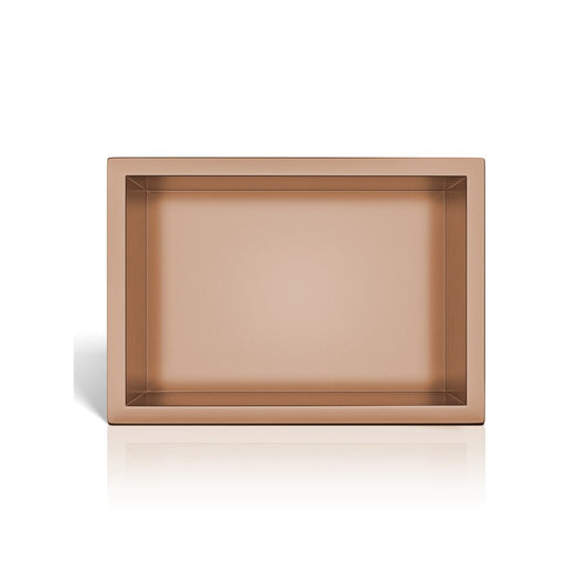 Вградена правоъгълна рафт Balneo Wall-Box One с рамка 30x20x10 cm в лъскав мед