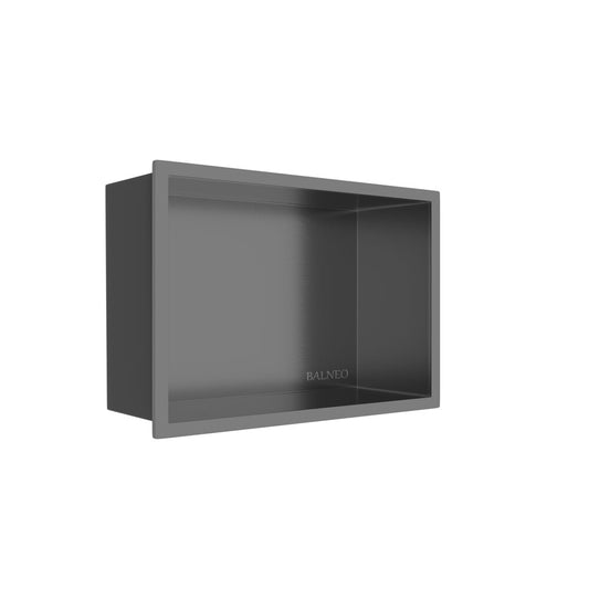 Вградена правоъгълна рафт Balneo Wall-Box One с рамка 30x20x10 cm Gun Metal
