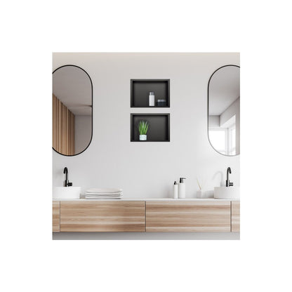 Вградена правоъгълна рафт Balneo Wall-Box One с размери 30x20x10 cm матово черен