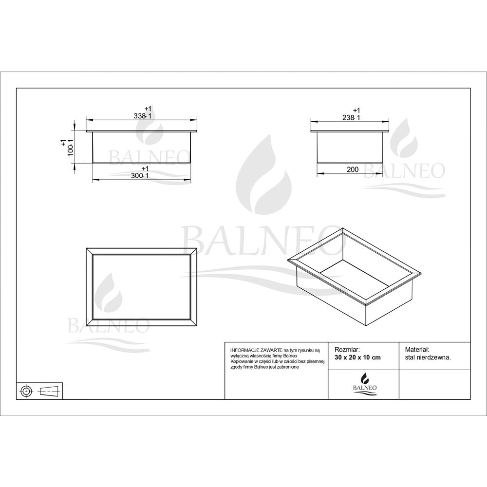 Вградена правоъгълна рафт Balneo Wall-Box One с размери 30x20x10 cm матово черен
